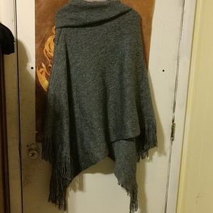 Gray, Turtle Neck Poncho